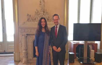 Indian Ambassador to Portugal H.E. Mrs. K. Nandini Singla met Mayor of Lisbon Dr. Fernando Medina Maciel Almeida Correia. (05.04.2017)